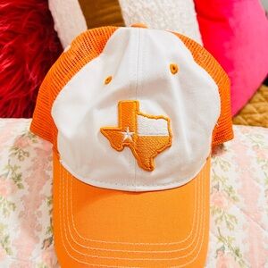 Texas State Embroidered Orange and White Cap